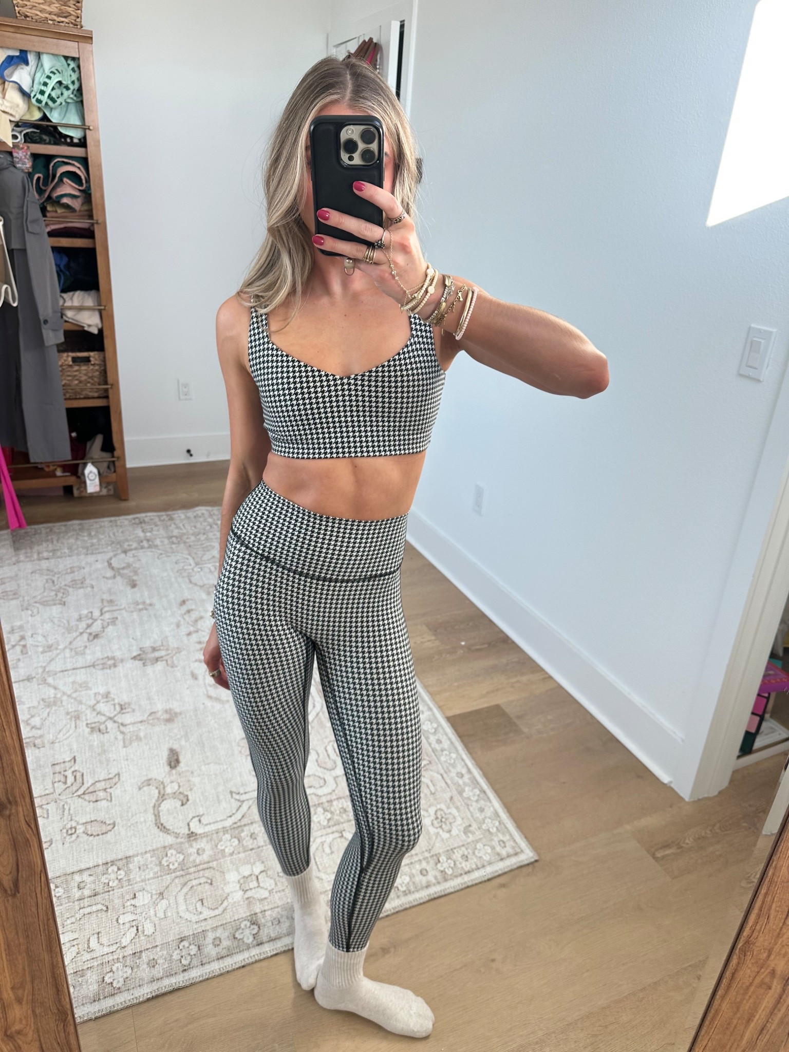 Active by Abercrombie YPB sculptLUX Sweetheart Sports Bra size XS in black houndstooth. Active by Abercrombie YPB sculptLUX 7/8-Length Legging size XS in black houndstooth  

#LTKFindsUnder100 #LTKfitnessgoals #LTKActive