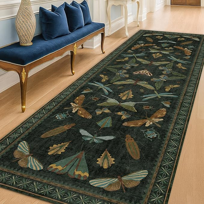8 ft Long Hallway Runner Rug - Boho Green Rug for Kitchen Floor, Entrance Indoor, Washable Wide R... | Amazon (US)
