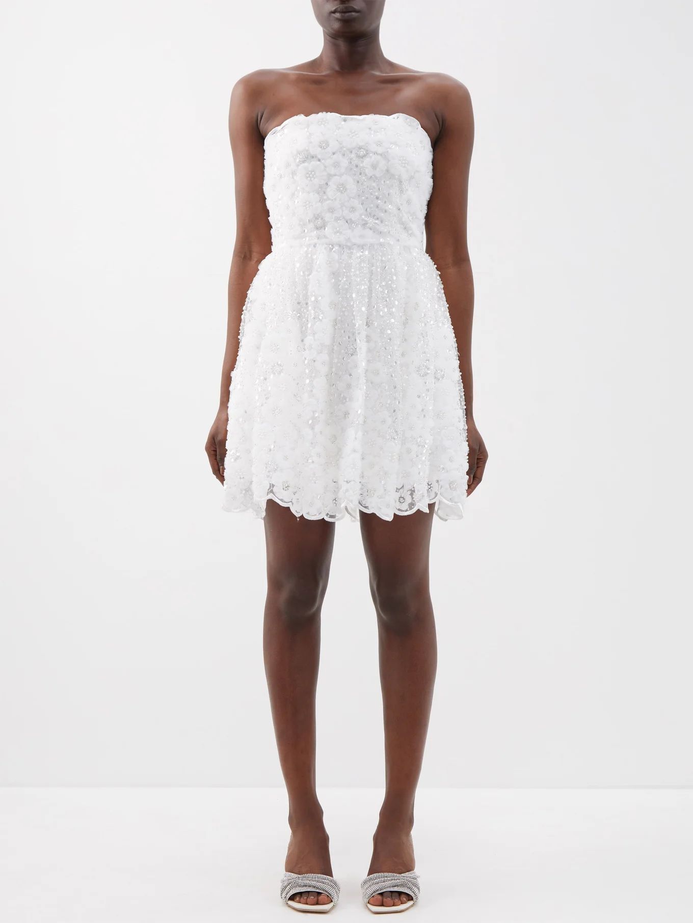 Strapless embellished lace mini dress | Matches (US)