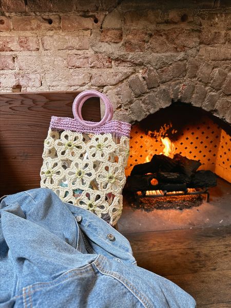 Lele Sadoughi Marigold Crochet Mini Tote, purple and green floral print, purse, bag, summer / spring, accessories 

#LTKstyletip #LTKFind #LTKitbag
