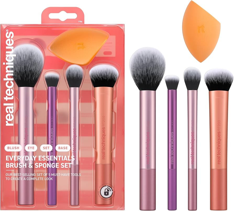 Real Techniques Everyday Essentials + Makeup Sponge Kit for foundation, blush, bronzer, eyeshadow... | Amazon (UK)