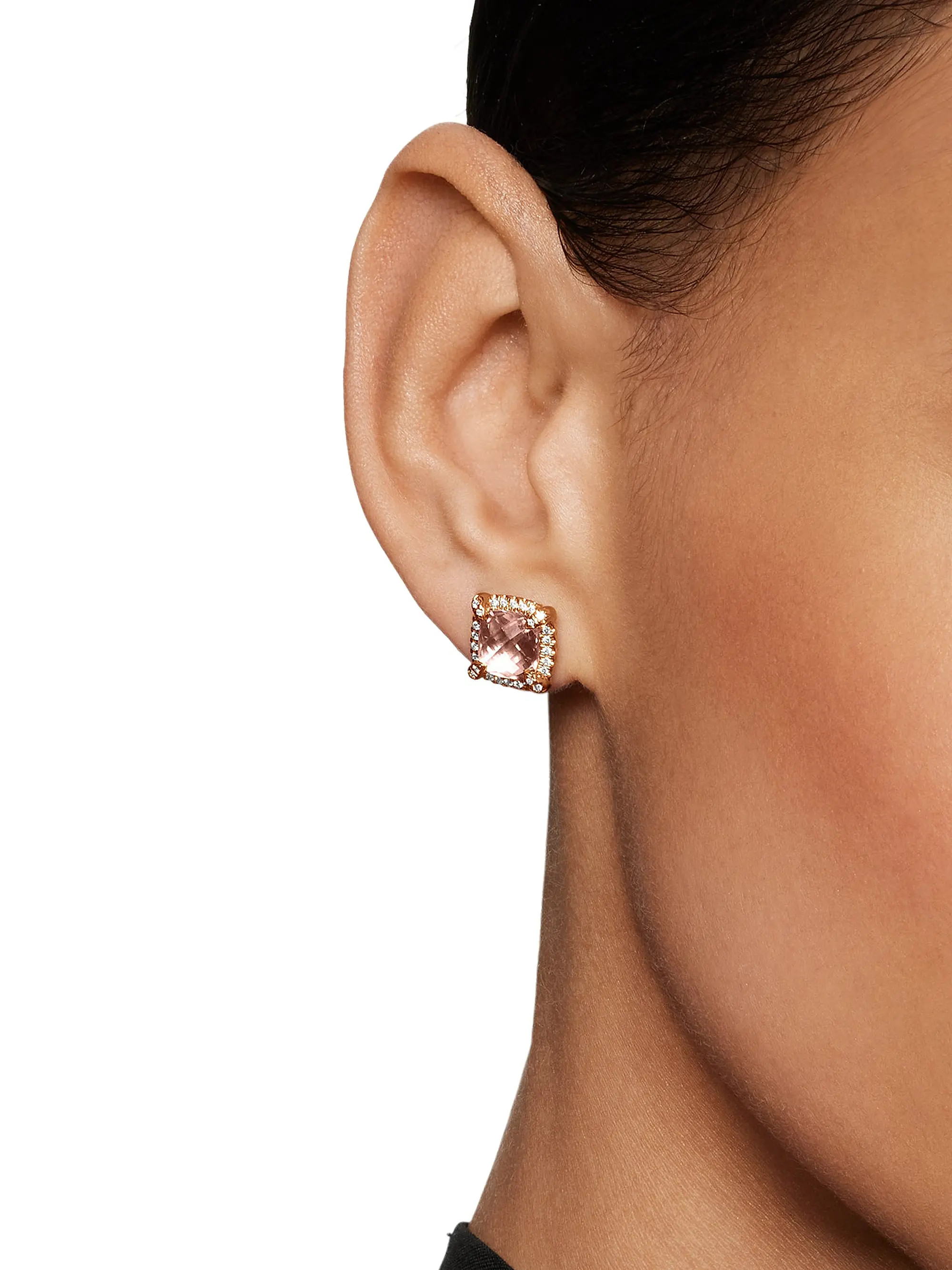 Châtelaine Pave Bezel Stud Earring with Gemstone and Diamonds | Saks Fifth Avenue