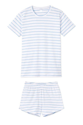 Pima Weekend Shorts Set in Cerulean | LAKE Pajamas
