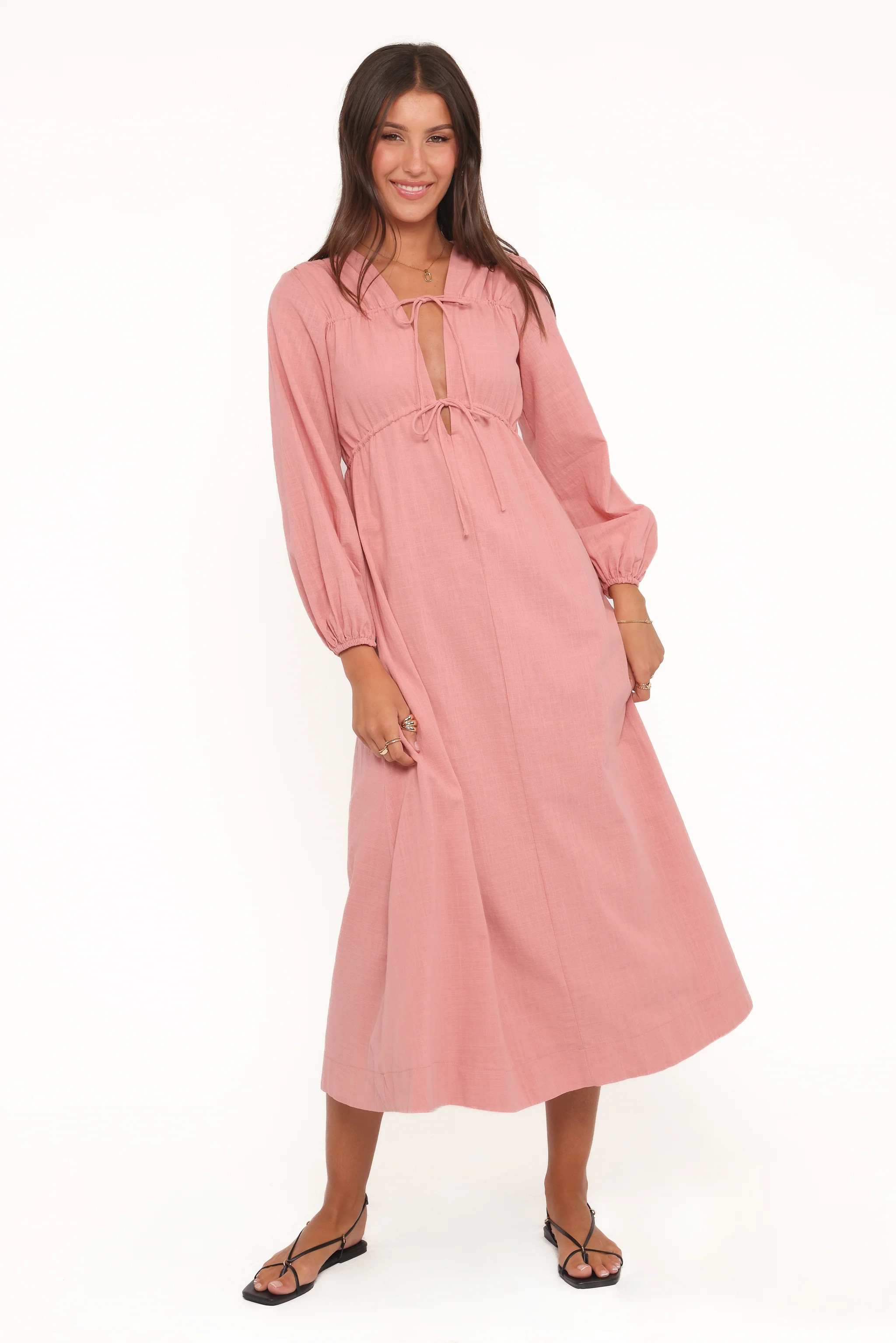 Riven Long Sleeve Maxi Dress - Pink | Petal & Pup (US)
