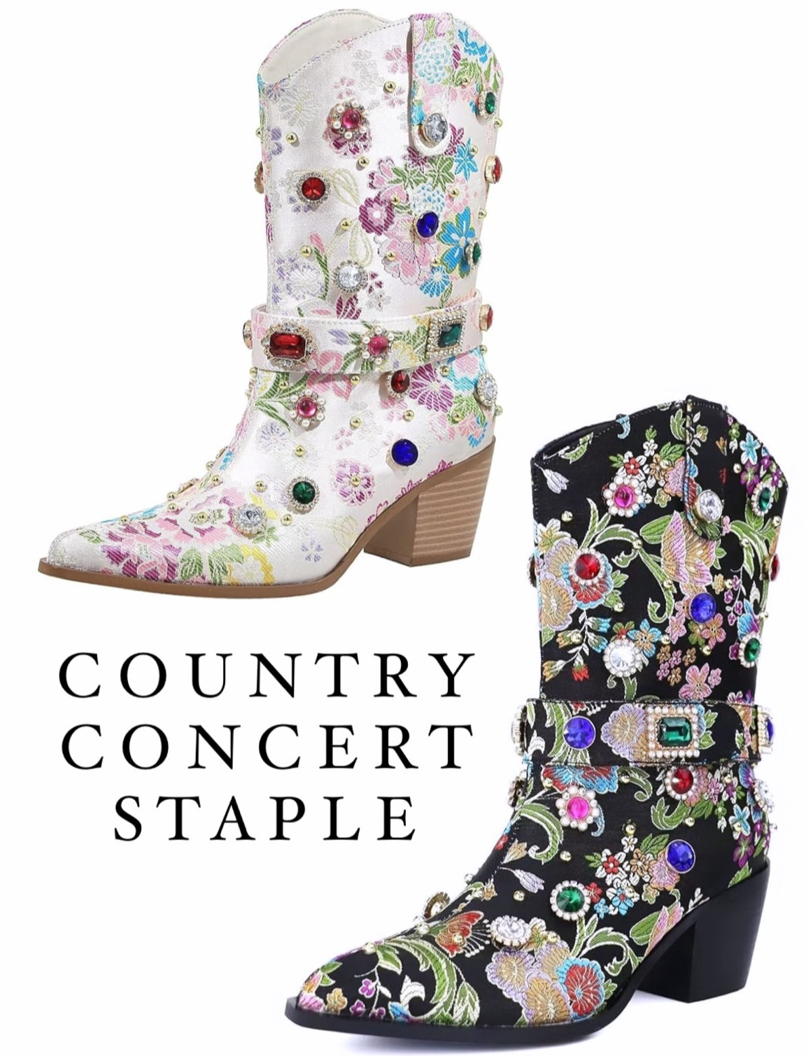 Grab these embroiderered, bedazzled, jeweled, western boots for this summers country concerts!!  

You’ll blow everyone’s minds when you tell them they’re from Amazon!! 

#LTKShoeCrush #LTKStyleTip #LTKFindsUnder100