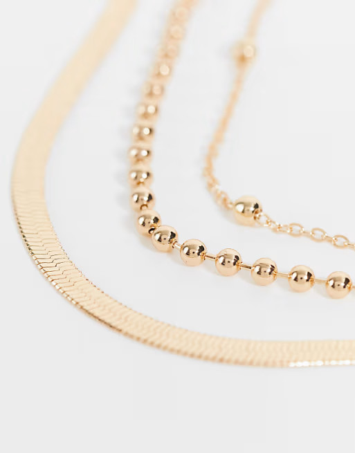 Ashiana drop layered gold necklace with pearl pendant | ASOS (Global)