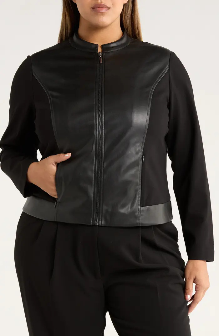 Faux Leather Mixed Media Jacket | Nordstrom
