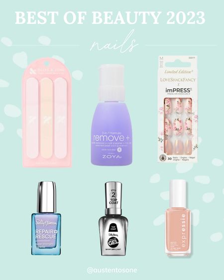 My favorite nail products that I used this year - from press on nails to quick dry polishes and nail files that work quickly these were my top nail products of 2023  

#LTKSeasonal #LTKfindsunder100 #LTKbeauty