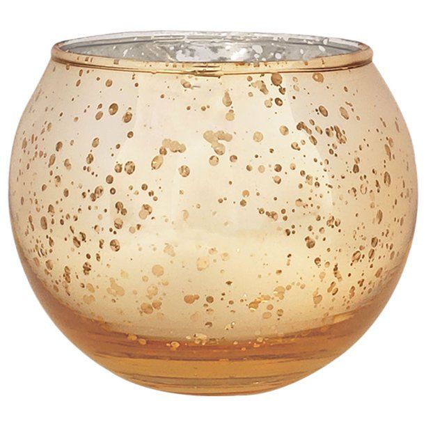 Just Artifacts Set of 12 Round Mercury Glass Votive Candle Holder Speckled Gold- Mercury Glass Vo... | Walmart (US)