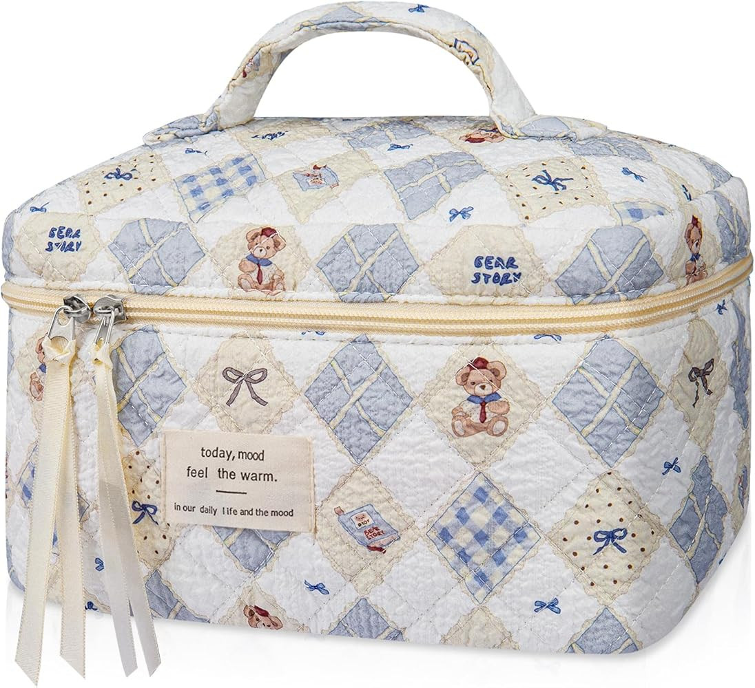 Large Makeup Bag, Cute Cosmetic Bag for Women Girls, Floral Coquette Aesthetic Toiletry Bag, Trav... | Amazon (US)