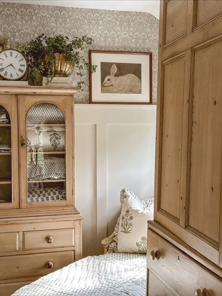 This cozy cottage clock is so versatile & can be styled so many different ways!!!! I love it styled here in this corner of our bedroom on this antique cabinet. 

#LTKhome #LTKFind