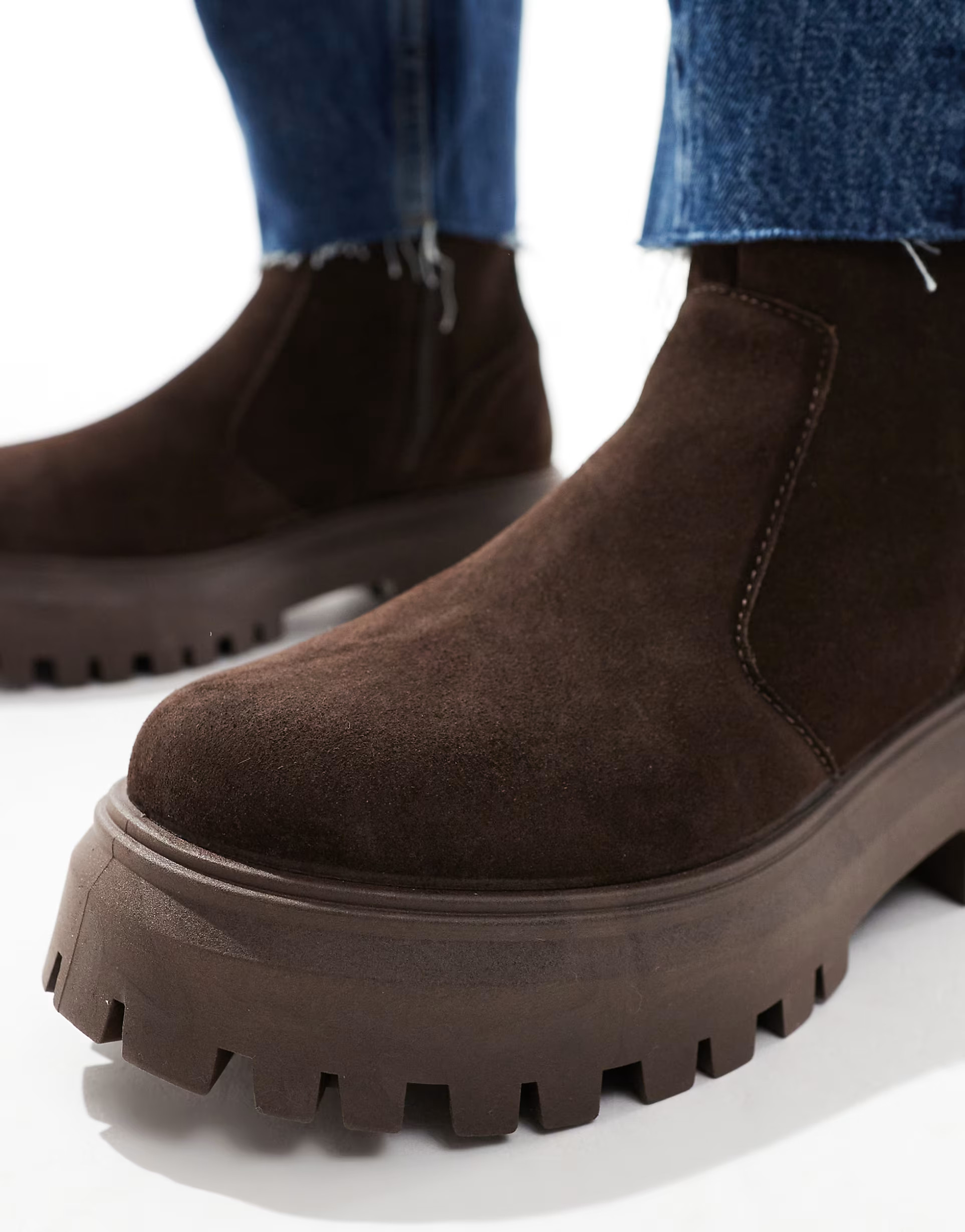 ASOS DESIGN Antigua suede chelsea sock boots in brown | ASOS (Global)