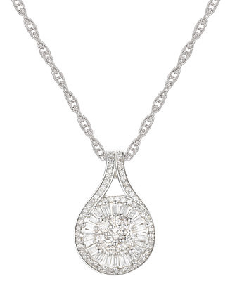 Diamond Baguette Cluster Pendant Necklace (1/2 ct. t.w.) | Macy's