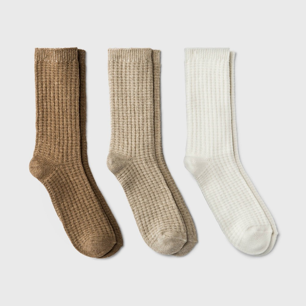 Men's Waffle Crew Socks 3pk - Goodfellow & Co Tan 10-13 | Target