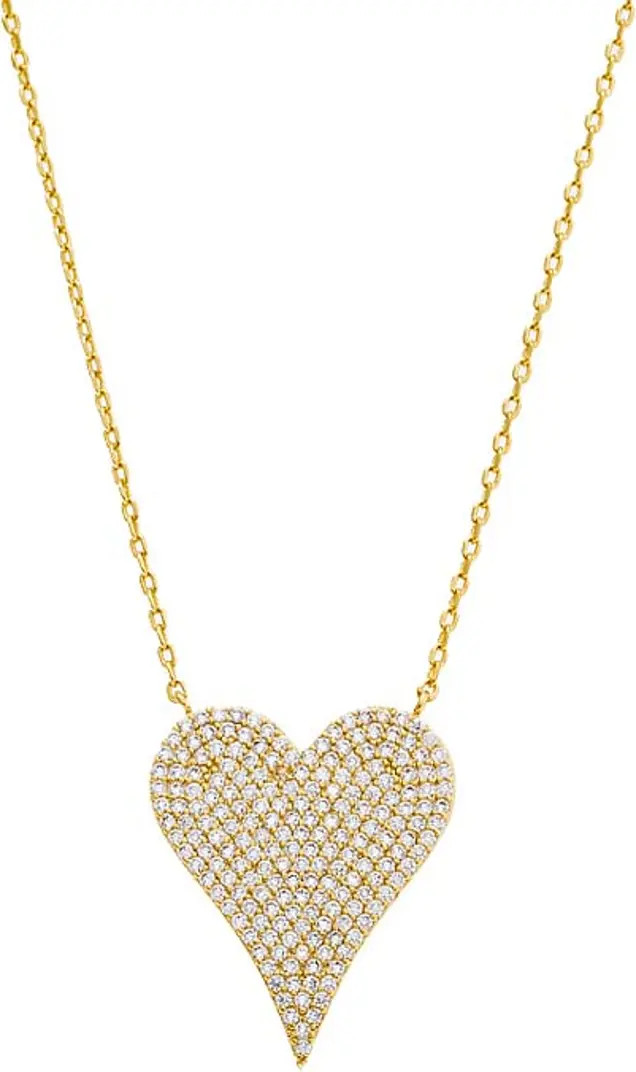 BY ADINA EDEN Pave CZ Elongated Heart Necklace | Nordstrom | Nordstrom