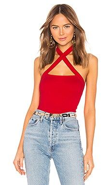 superdown Julianna Cross Front Bodysuit in Red from Revolve.com | Revolve Clothing (Global)