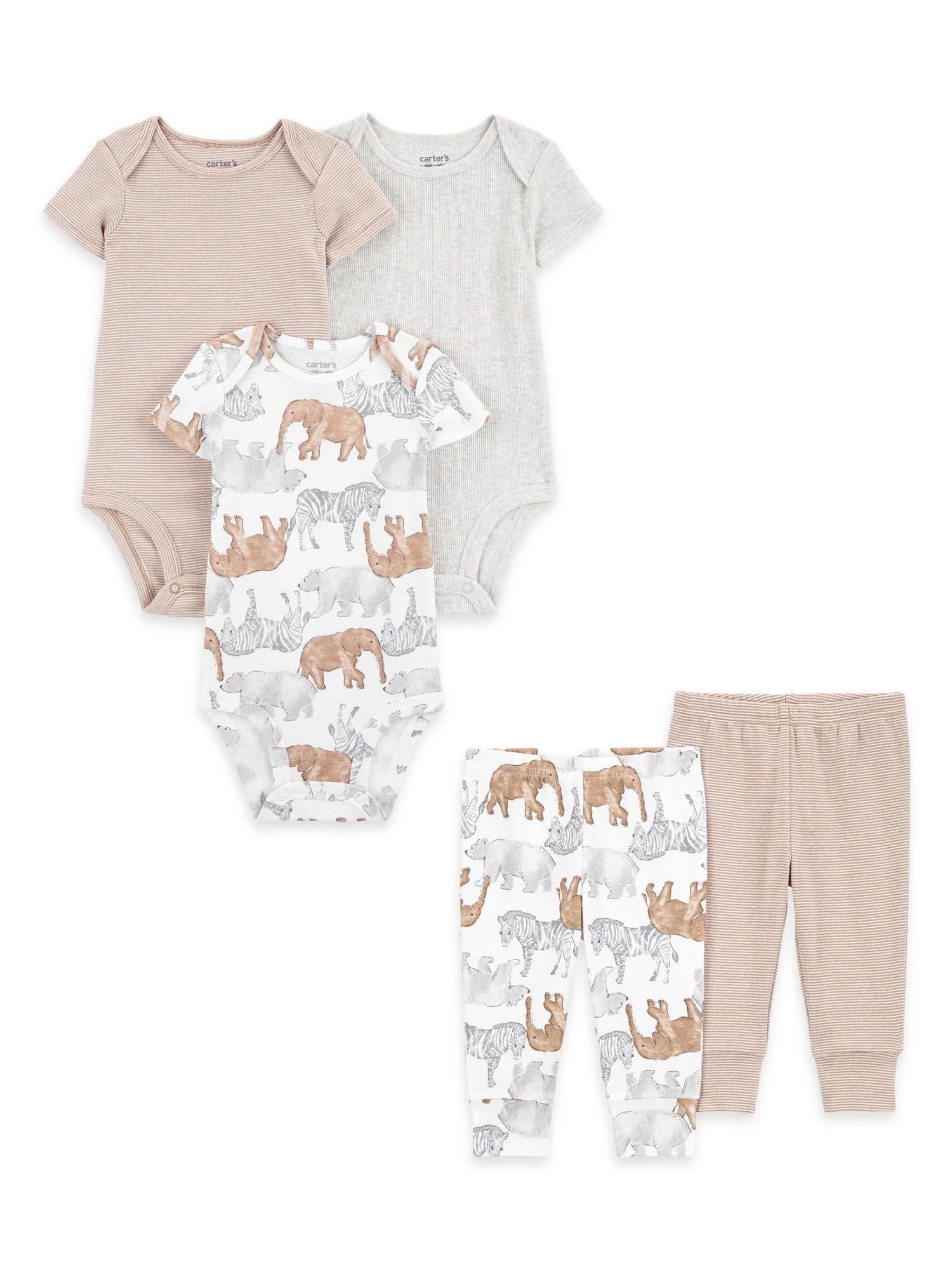 Carter's Child of Mine Baby Unisex Bodysuit and Pant Set, 5-Piece, Sizes Preemie-18 Months | Walmart (US)