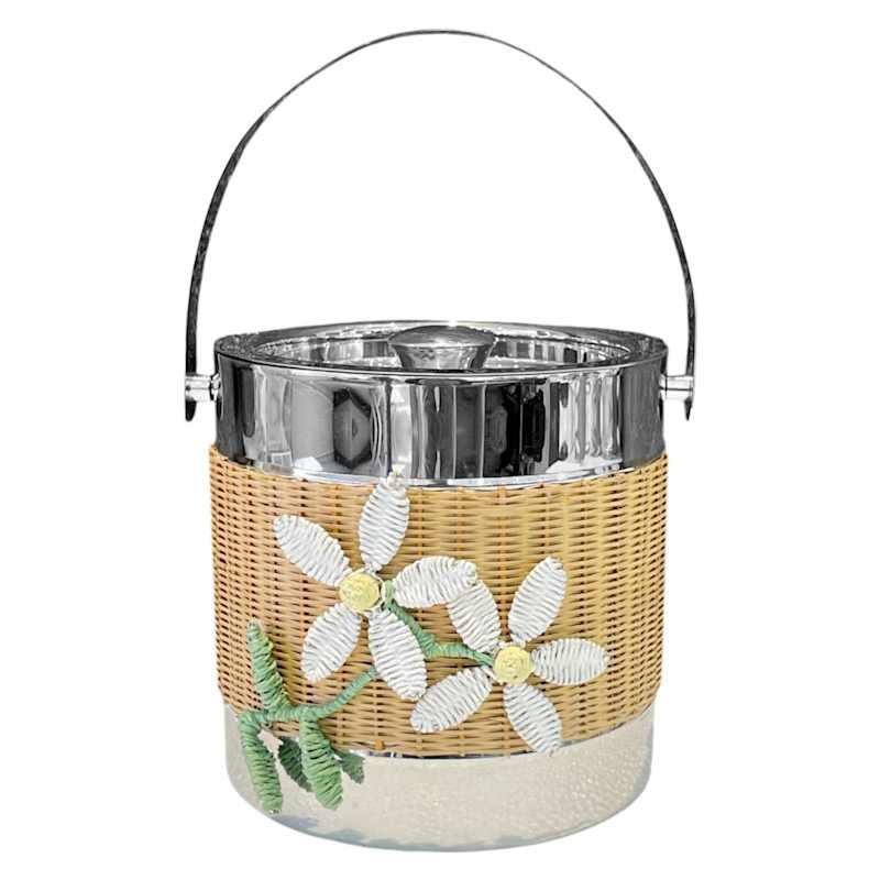 Floral Rattan Ice Bucket, 8" | At Home