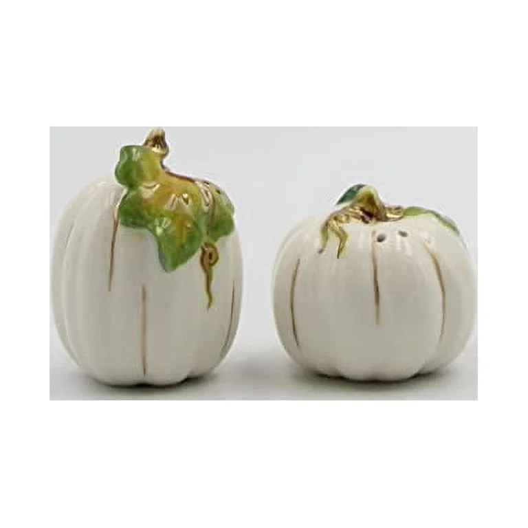 Cosmos Gifts 21036 White with Gold Ceramic Pumpkin Salt and Pepper Shaker | Walmart (US)