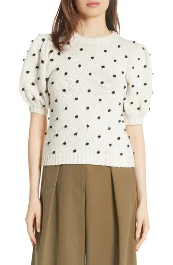 Women's Ulla Johnson Bettine Puff Sleeve Polka Dot Sweater | Nordstrom