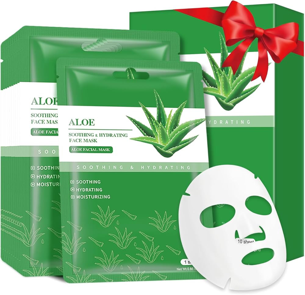 Aloe Vera Soothing Mask Hydrating Face Masks Skincare Moisturizing Facial Sheet Mask Skin care fo... | Amazon (US)