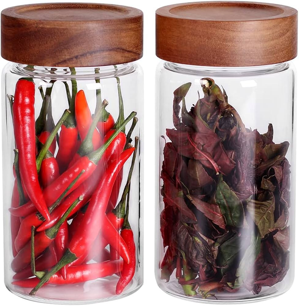 SAIOOL with Screw Cap (2-Units) kitchen jars, 580ML*2 Food Storage Canisters,Clear,Spice jars,Fer... | Amazon (US)