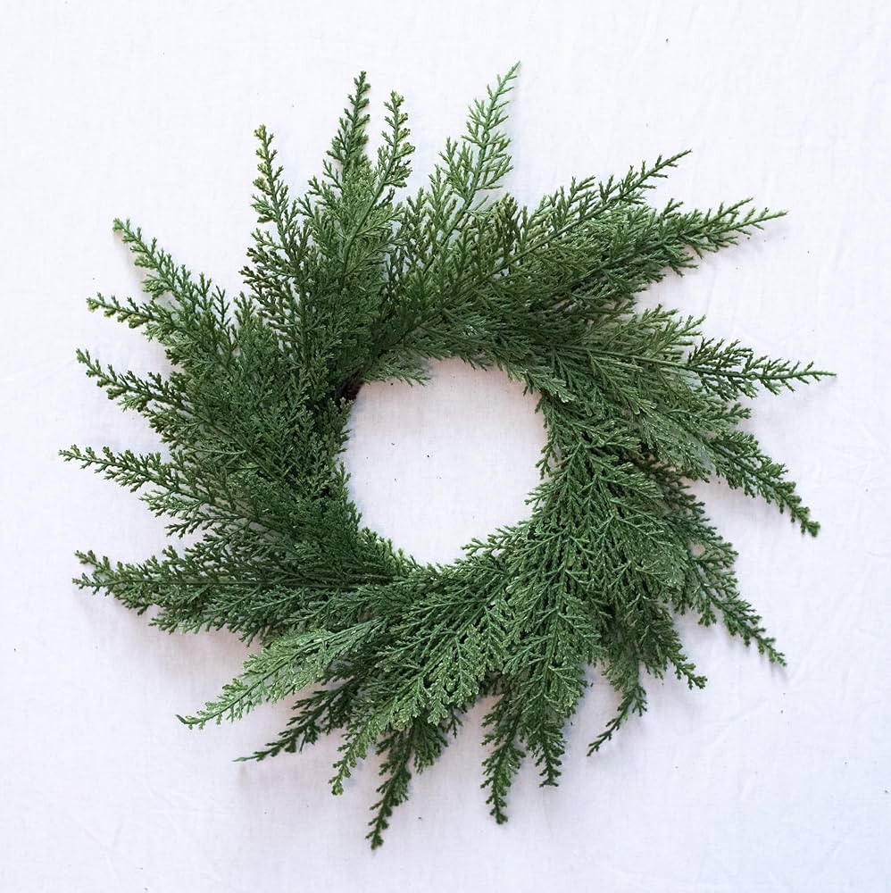 12" Faux Cedar Wreath, Christmas Wreaths for Front Door Outside, Green Wreath Christmas, Window W... | Amazon (US)