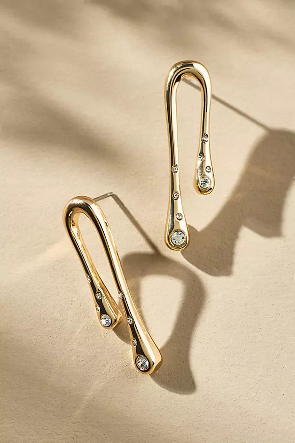 Curved Metal Drop Earrings | Anthropologie (US)
