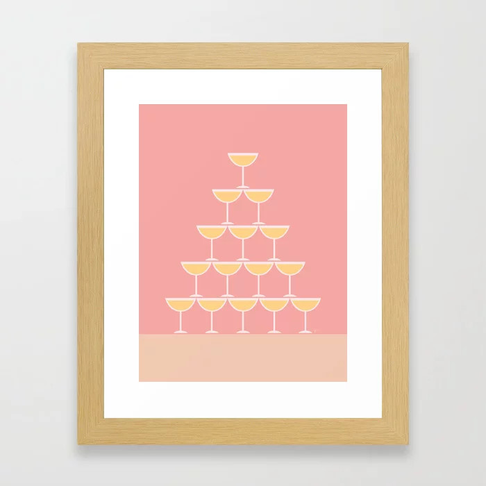Pink Champagne Tower Framed Art Print | Society6