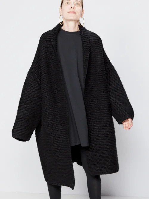 Raey - Oversized Chunky-knit Cashmere Cardigan - Womens - Black | Matches (US)