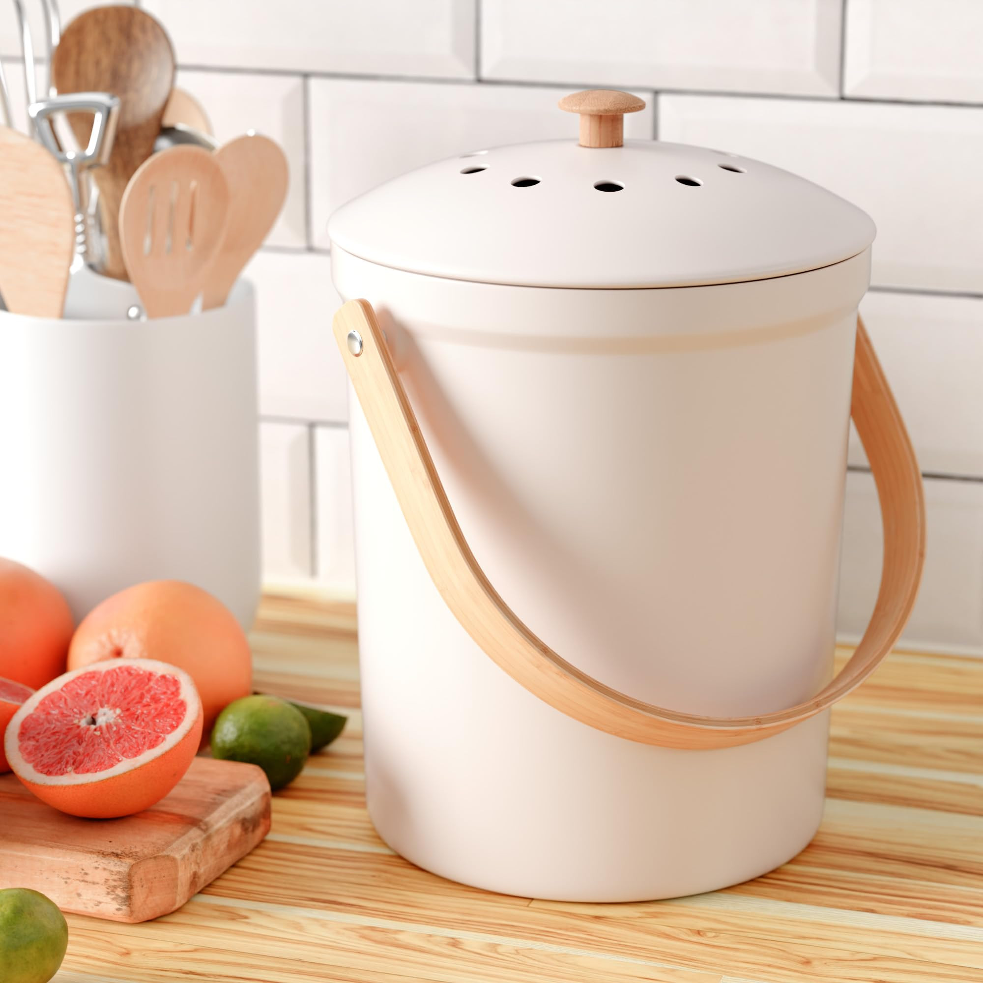 Beautiful Kitchen Compost Bin with Smell Proof Lid - Rust Proof and Odorless Compost Bucket for Y... | Amazon (US)