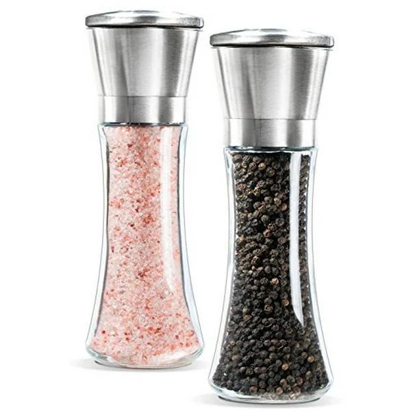 Premium Stainless Steel Salt and Pepper Grinder Set of 2- Brushed Stainless Steel Pepper Mill and... | Walmart (US)