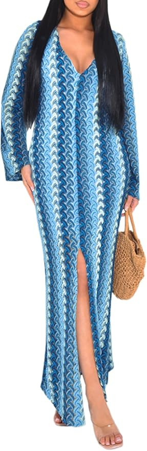 YouSexy Women's Sexy Swimsuit Crochet Maxi Dress Long Sleeve Long Beach Cover Up Dress | Amazon (US)
