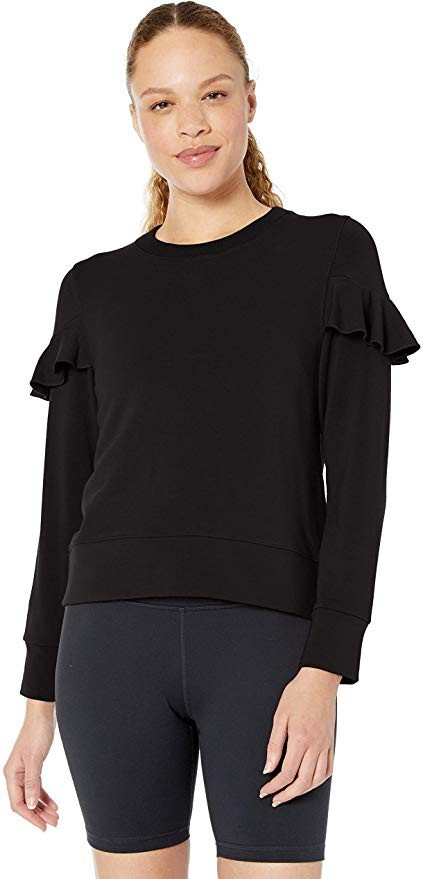 Amazon Brand - Core 10 Women's (XS-3X) Cloud Soft Yoga Fleece Ruffle Sleeve Crew Sweatshirt | Amazon (US)