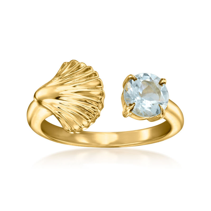 .50 Carat Aquamarine Seashell Open-Space Ring in 18kt Gold Over Sterling | Ross-Simons