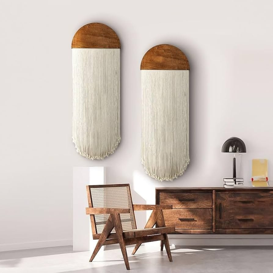 XIPCO Circular Art, Modern Macrame, Wall Hanging, Boho, Earth Tone, Wall Art, Sets of two, gift, ... | Amazon (US)