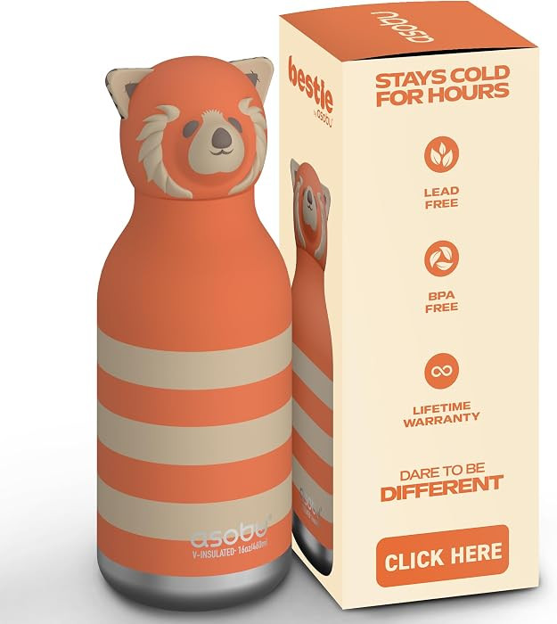 asobu Bestie Bottle Insulated Stainless Steel Water Bottle with Detachable Soft Animal Head Fun D... | Amazon (US)
