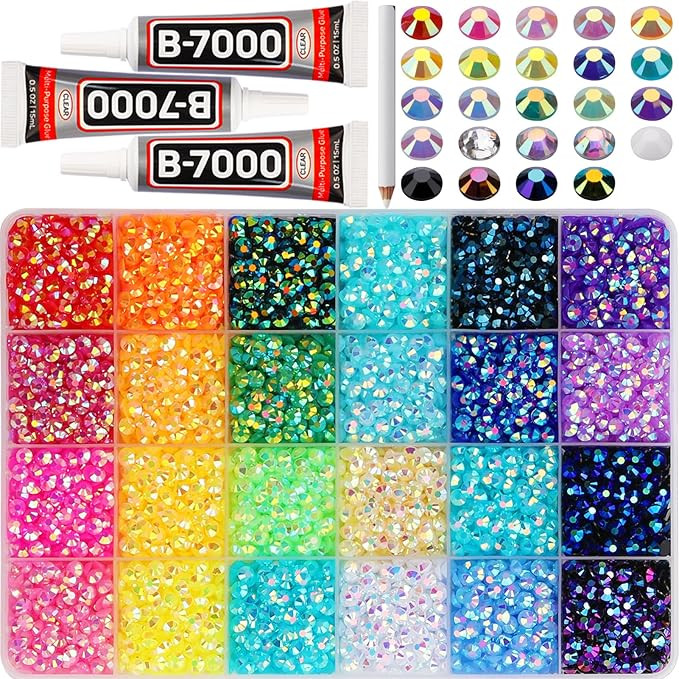 9000Pcs 5mm Rainbow Jelly Colored Rhinestones Gems Bedazzling Bedazzler Kit Jewels Gemstones Ston... | Amazon (US)