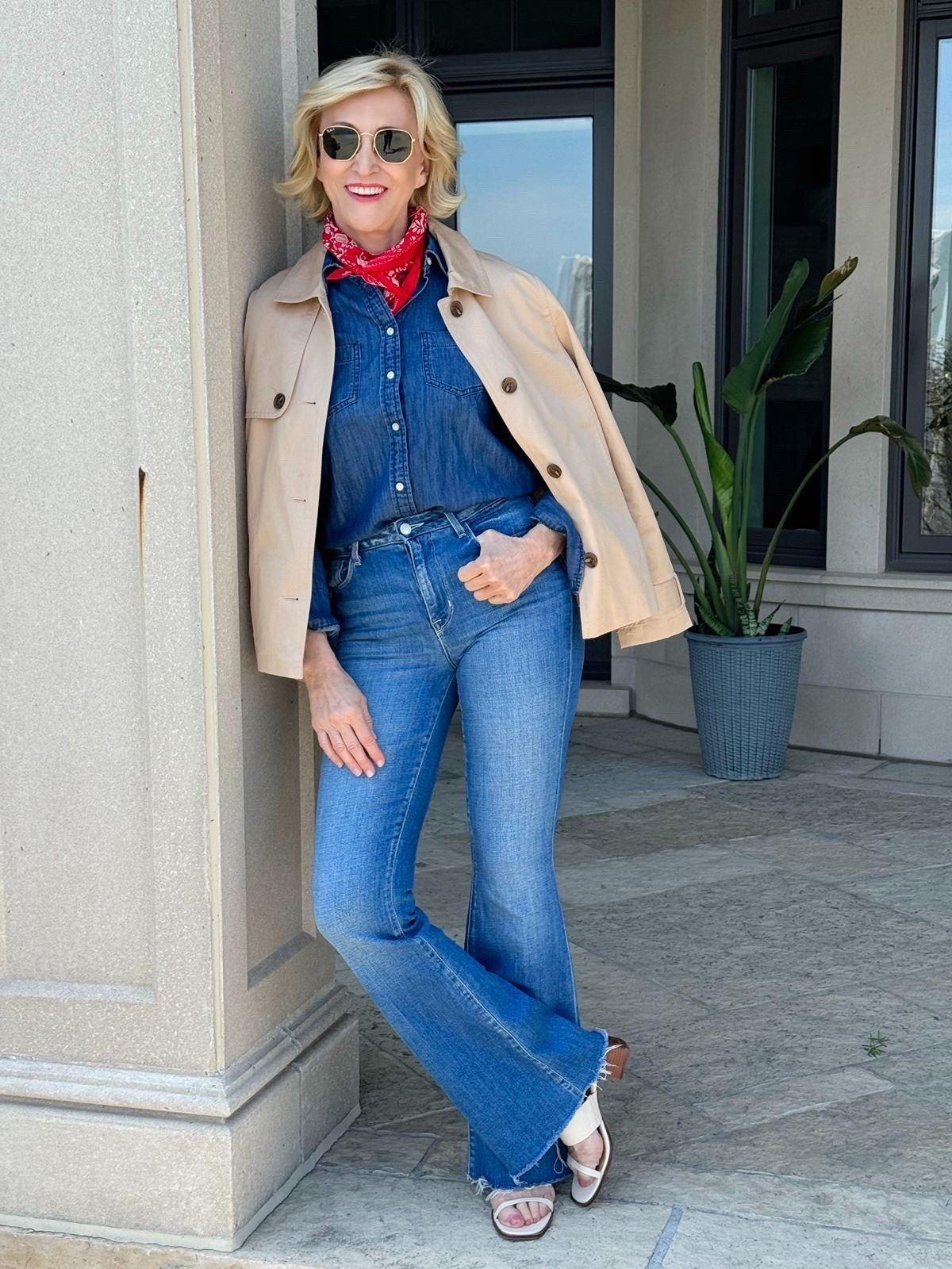 I’m loving the classic denim-on-denim look, especially when you add a little pop of red! ❤️ A denim collared shirt and jeans create such an easy base, while the red neck scarf and jacket bring just the right amount of color and personality.

It’s proof that you don’t need a complicated outfit to make a statement—sometimes it’s all about those simple finishing touches!

#LTKSeasonal #LTKOver40 #LTKootd