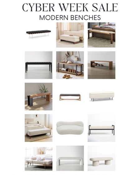 Benches 🤗 for the foyer, bedroom, mudroom and more 🥂 modern bench - minimalist bench - upholstered bench - storage bench - bedroom bench - entryway bench 

#LTKsalealert #LTKCyberWeek #LTKhome