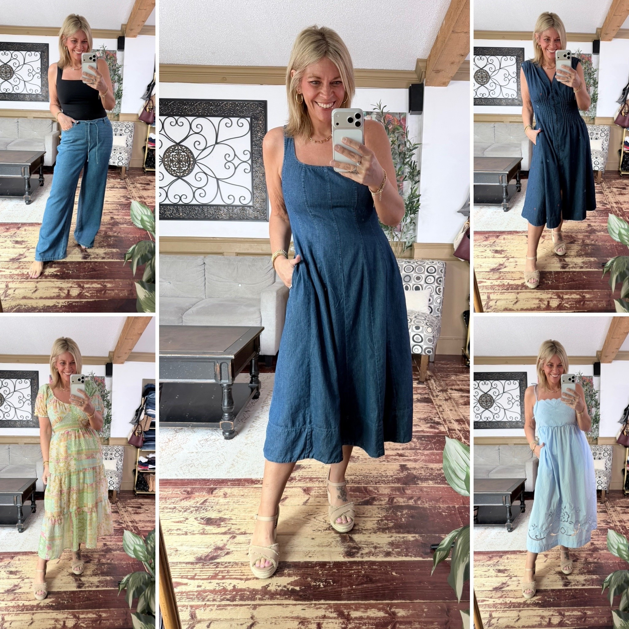 Walmart dresses size medium; flowy lightweight denim pants size large

#LTKMidsize #LTKOver40 #LTKootd