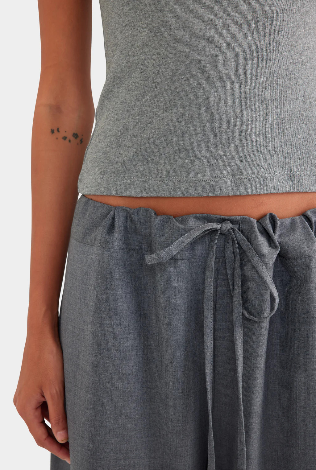 Womens Wool Paperbag Pant in Dark Grey Marl | Venroy | Venroy AU