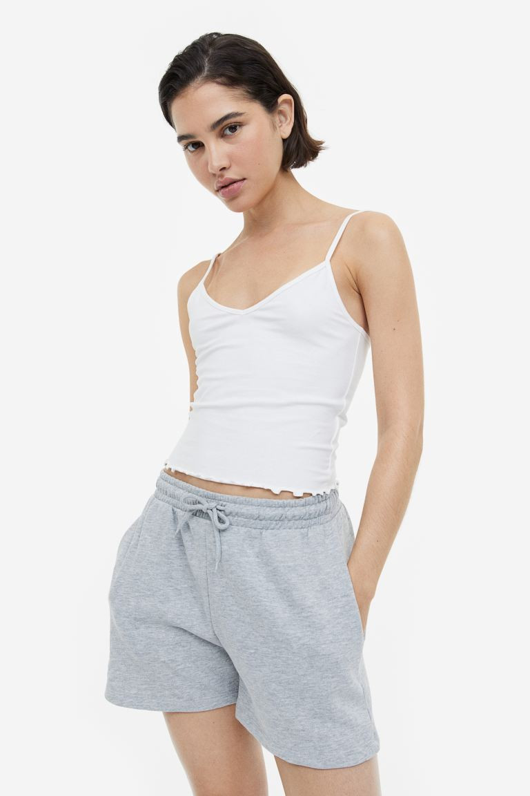 Cropped strappy top - White - Ladies | H&M GB | H&M (UK, MY, IN, SG, PH, TW, HK)