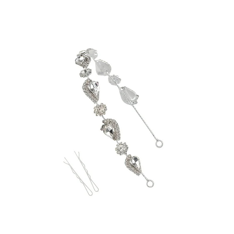 Silvery Bridal Wedding Headpiece Clear Zirconia Cubic Crystal Drop Leaf Hair Vine Accessory | Walmart (US)