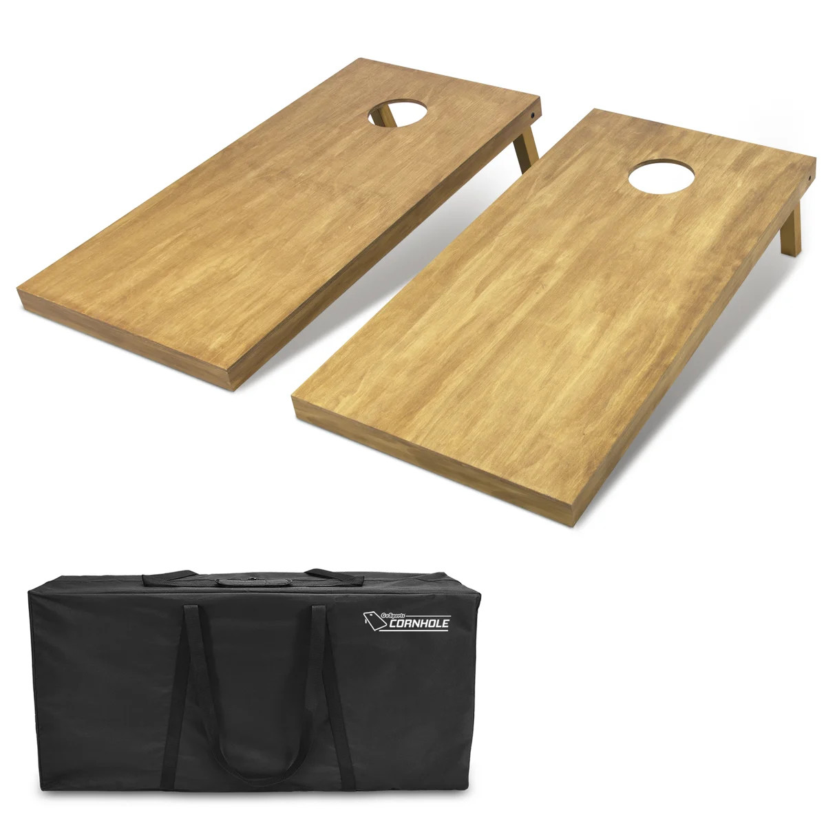 GoSports 4' x 2' Regulation Size Wooden Cornhole Set with Light Brown Finish - Includes Carrying ... | Wayfair North America