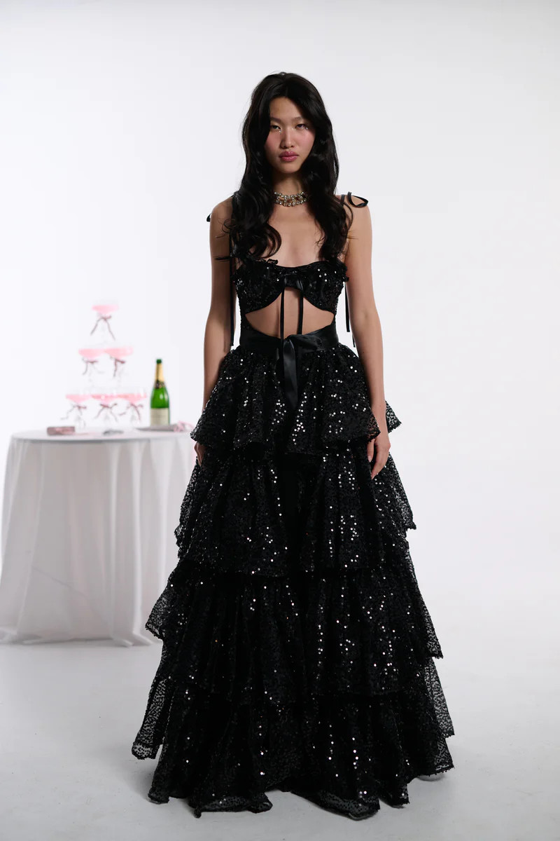 selkie black sequin dress selkie xs princess sequin princess dress bridgerton gothic cocktail wow