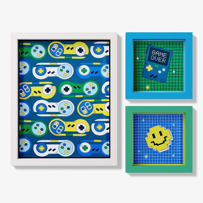 Mainstays Kids Gamer 3-Piece Framed Wall Art Set | Walmart (US)