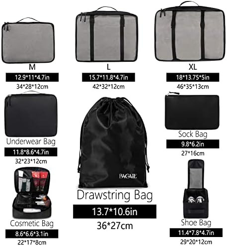 BAGAIL 8 Set Packing Cubes Luggage Packing Organizers for Travel Accessories | Amazon (US)