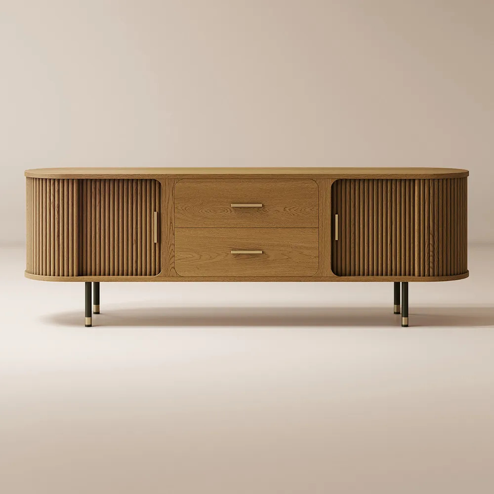 Rolf Oval Wood TV Stand, 70" | Hernest