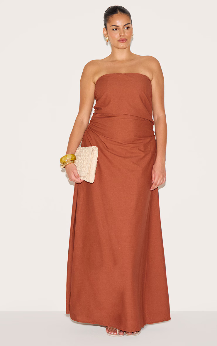 Plus Rust Maxi Bandeau Dress | PrettyLittleThing US